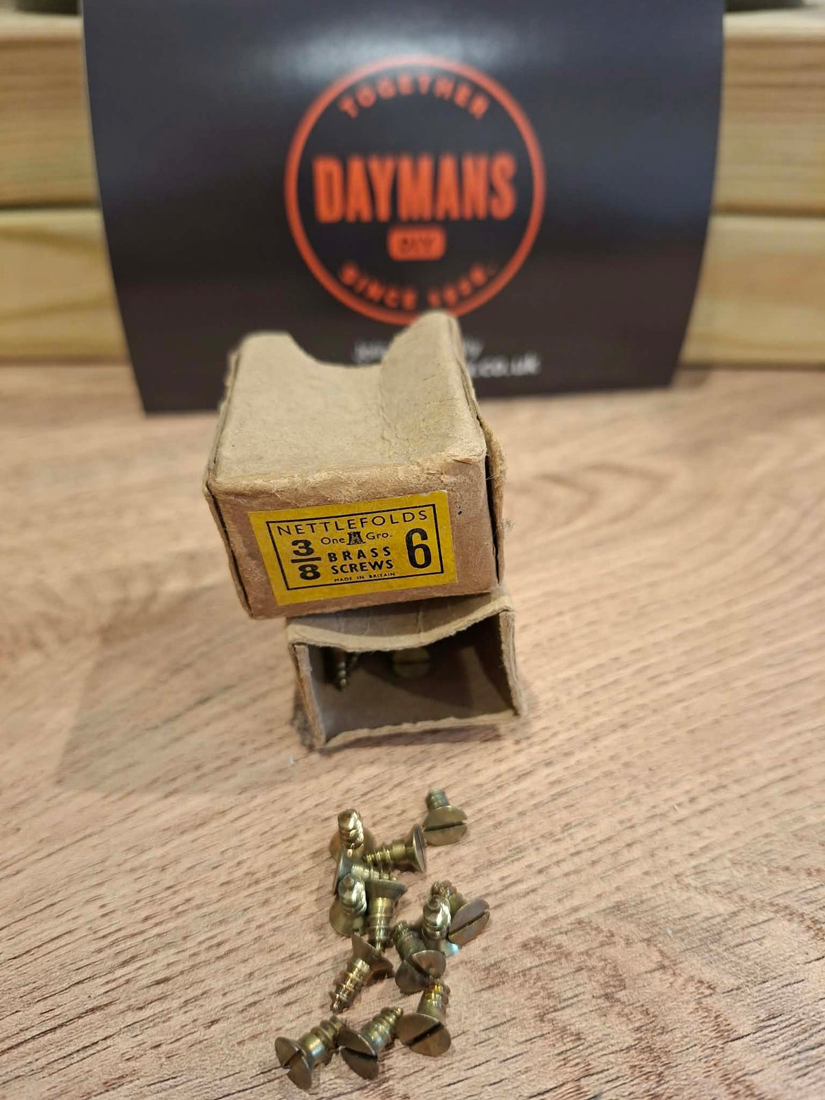 Vintage Nettlefolds 6 x 3/8in Slotted Brass CSK Screws