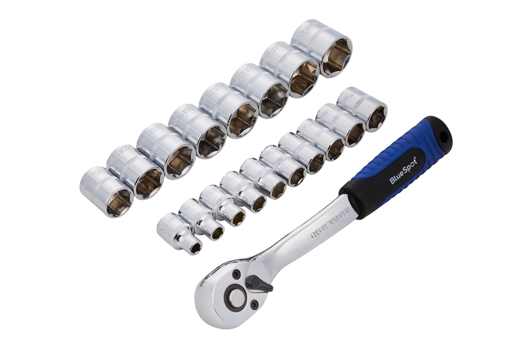 BlueSpot 19 PCE 3/8in Metric Ratchet & Bit Set (6-24mm) (01497)