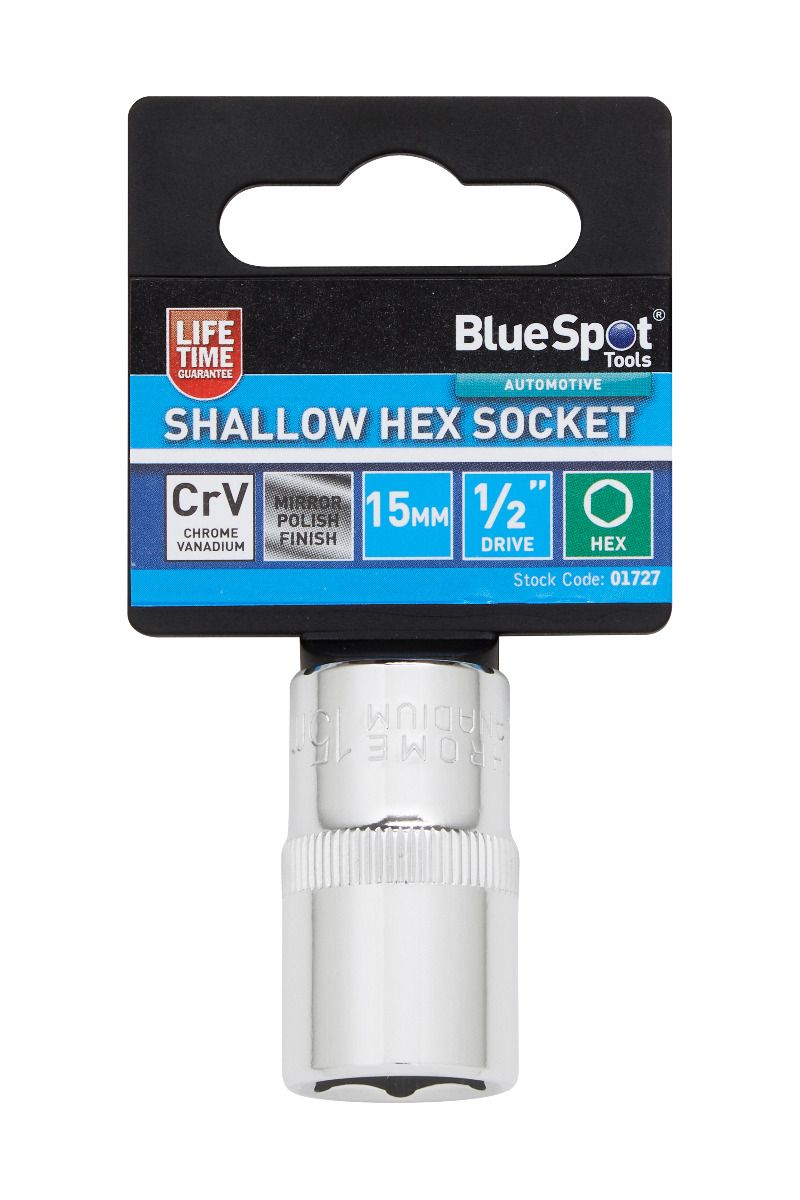 Bluespot 15mm Shallow Hex Socket (01727)
