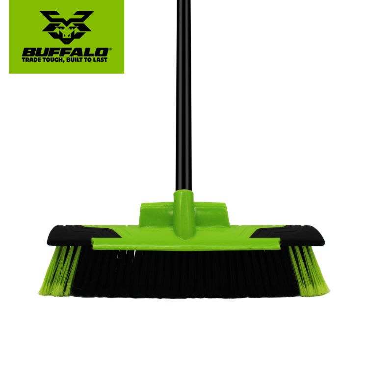 Buffalo 18in Stiff PVC Yard Broom with Scraper Blade & Metal Handle (2387)