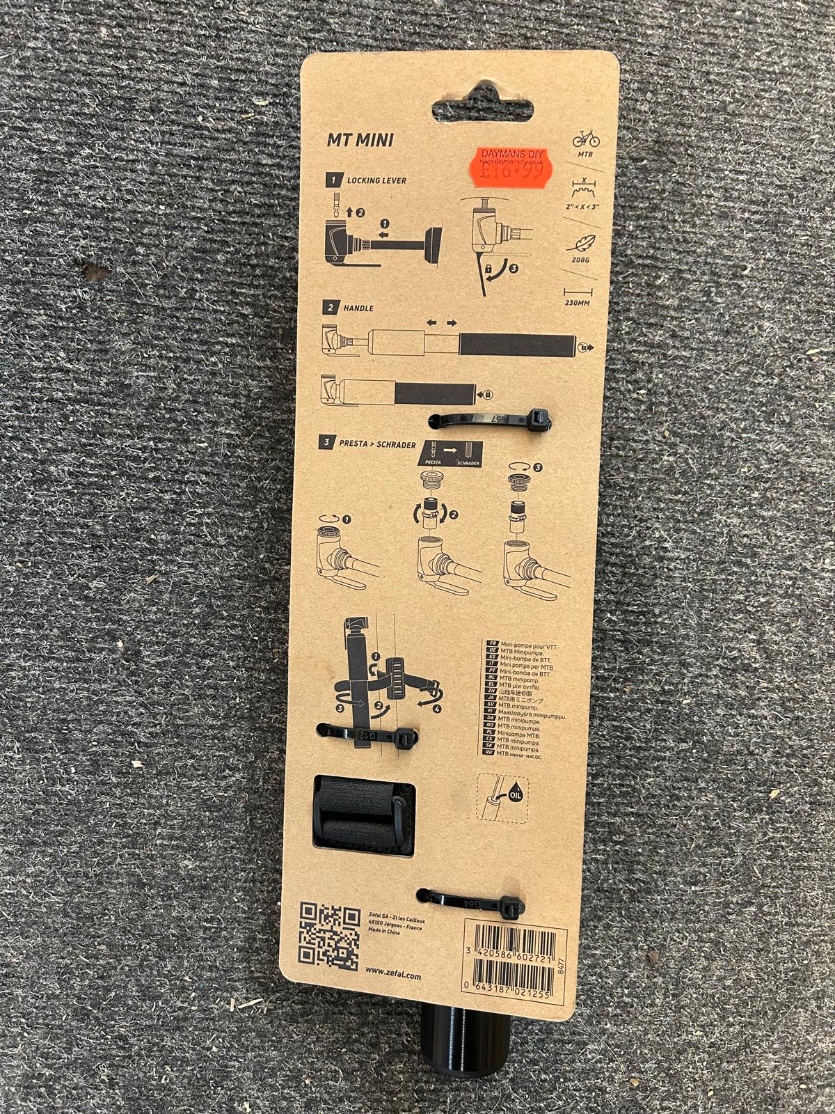 Zefal MT Mini Bike Pump With Mounting Clip