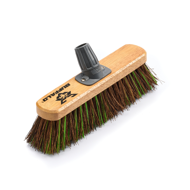 Buffalo Stiff Bassine Mix Sweeper Broom Head With Handle 12in (300mm) (2392)