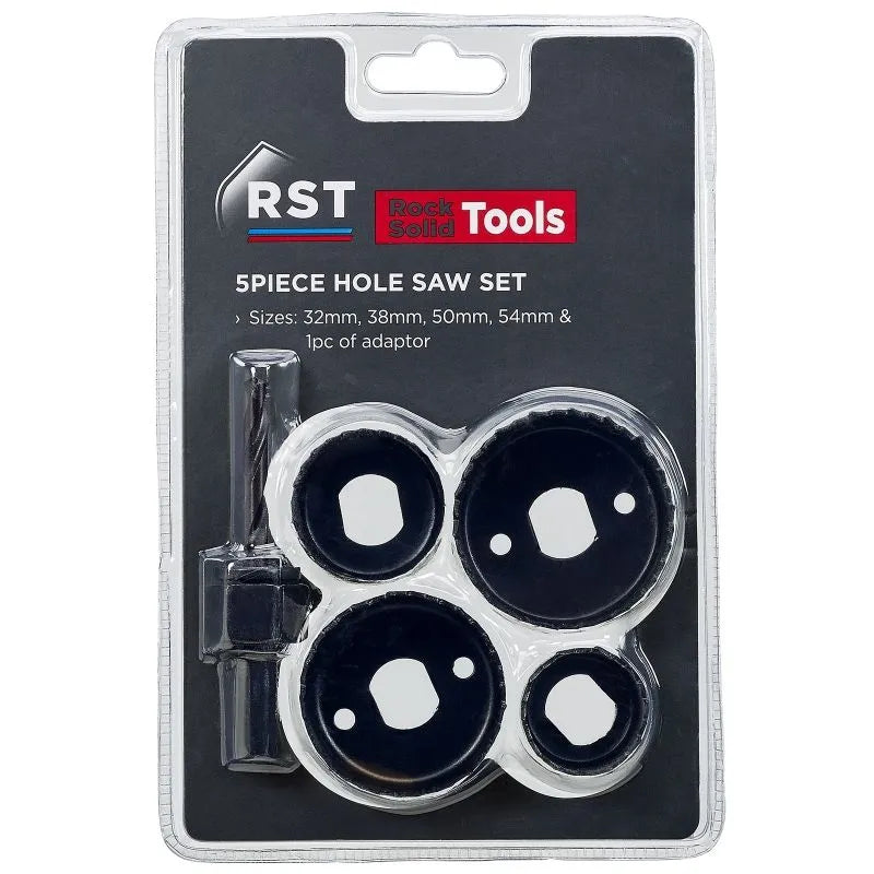 RST Holesaw Set 5 Piece Hole Saw Kit 32 38 50 54mm 1pc adaptor