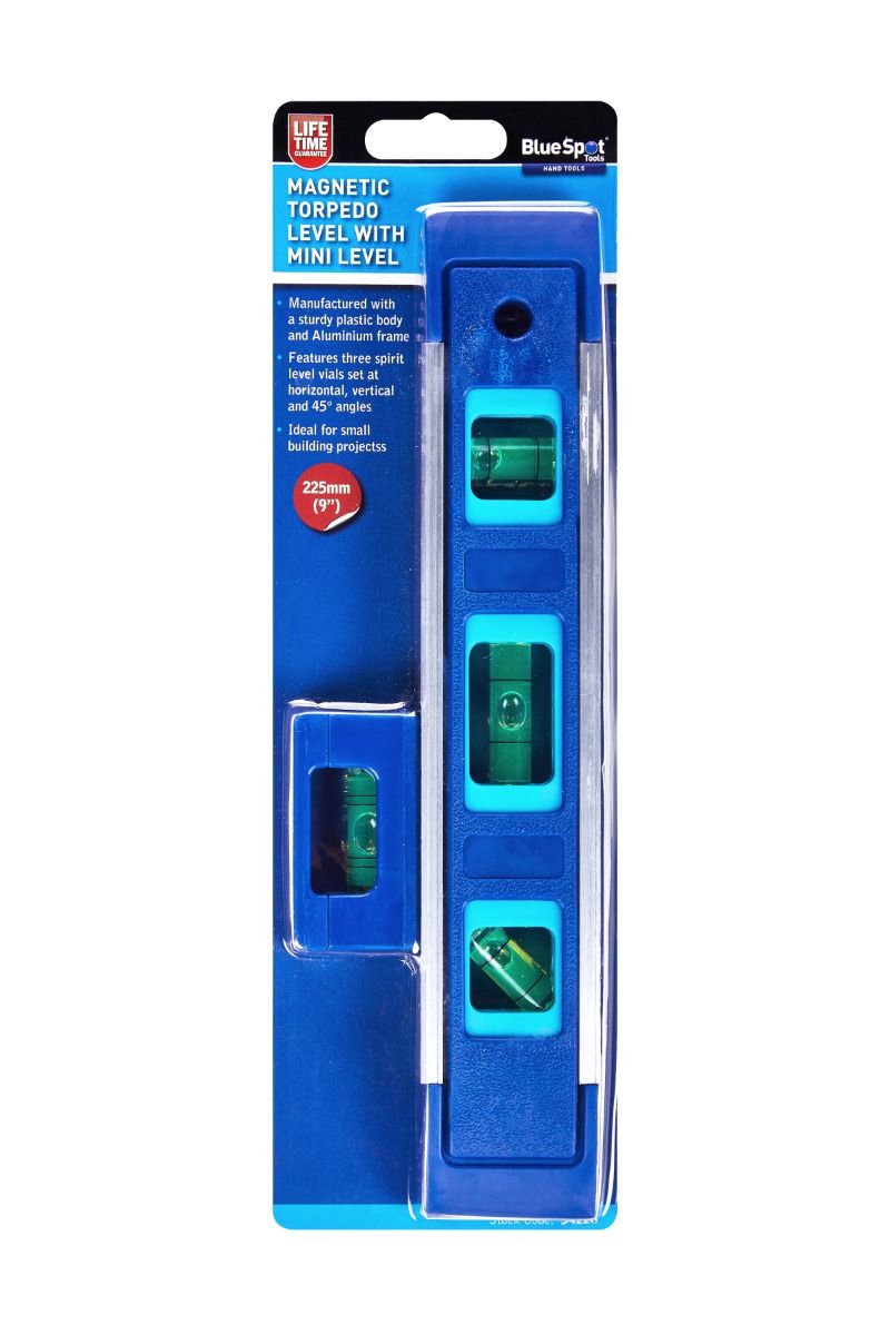 Bluespot Magnetic Torpedo Level with Mini Level 230mm (9in) (34226)