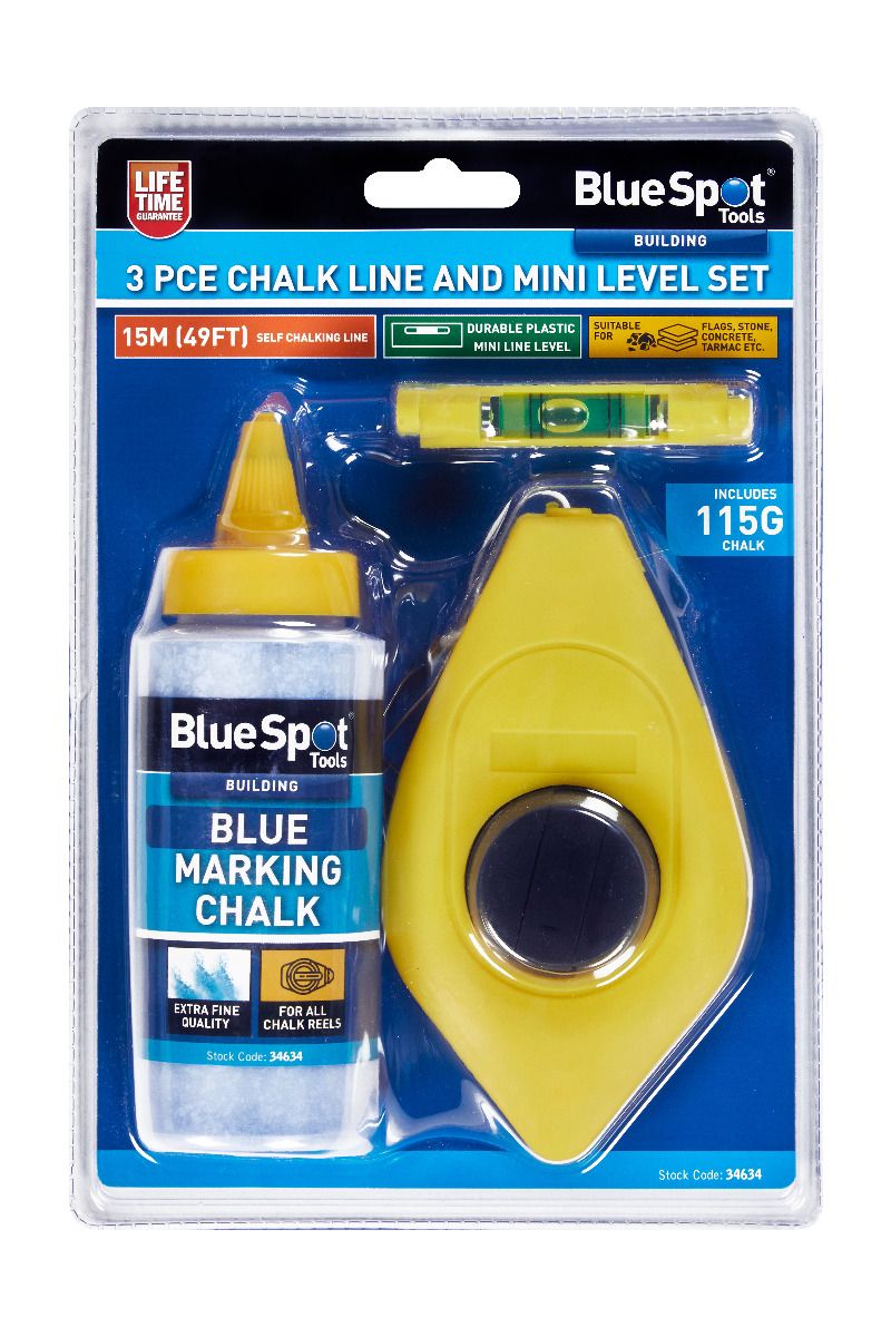 Bluespot Chalk Line & Mini Level Set 15m (50ft) (34634)