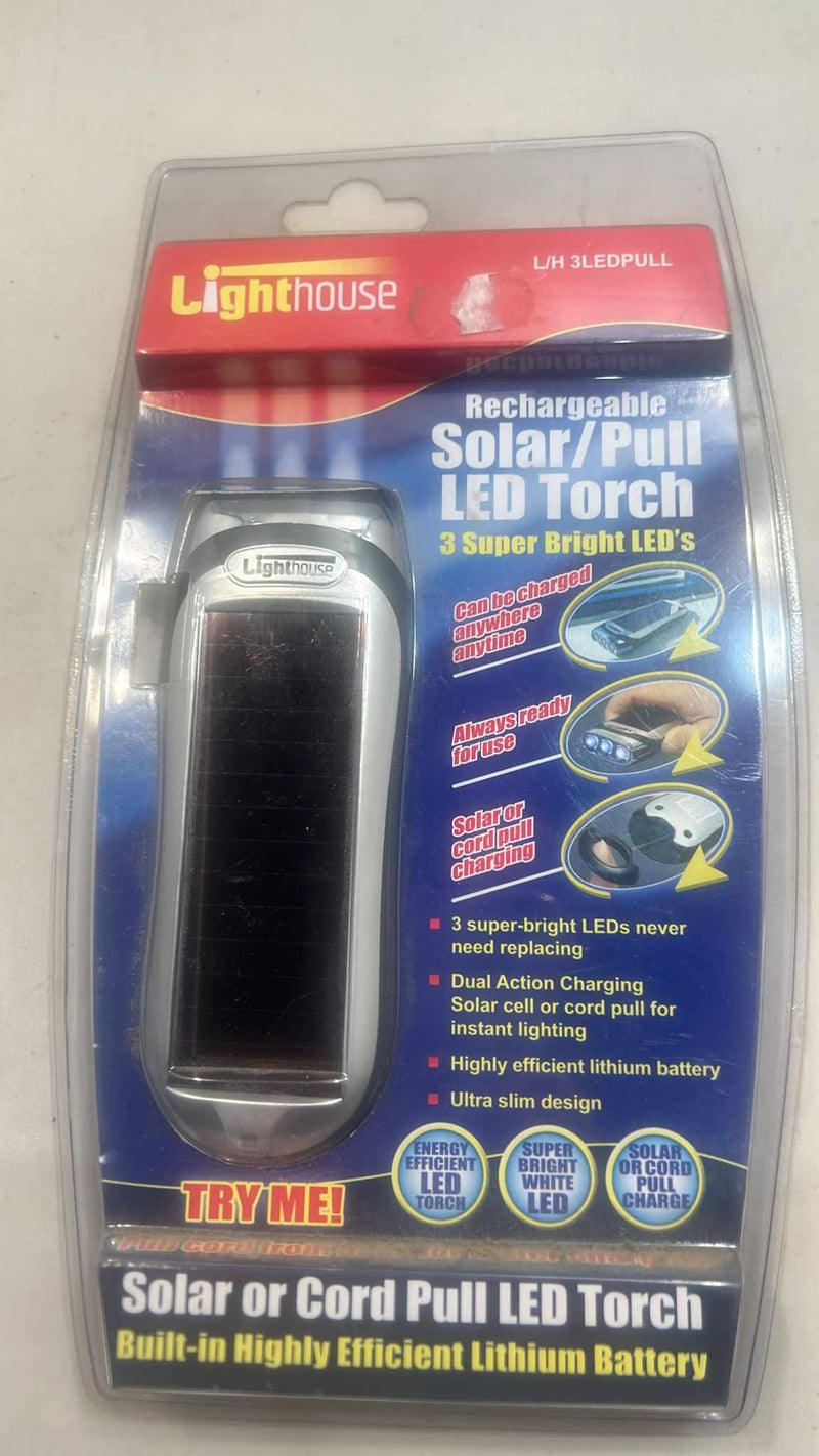 Lighthouse Rechargeable Solar / Pull LED Torch