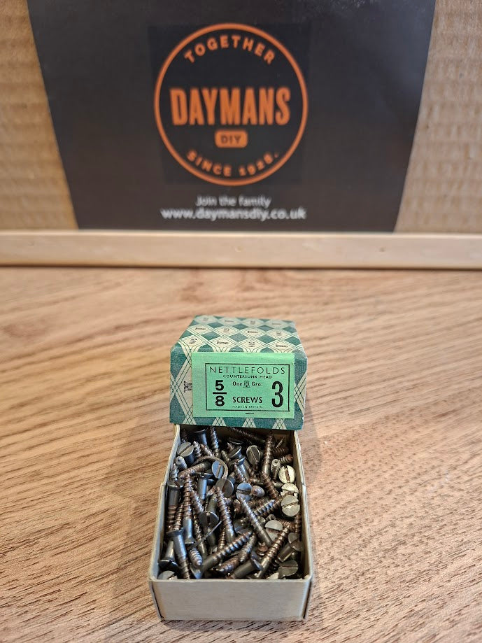 Vintage Nettlefolds 3 x 5/8 Slotted Steel CSK Screws