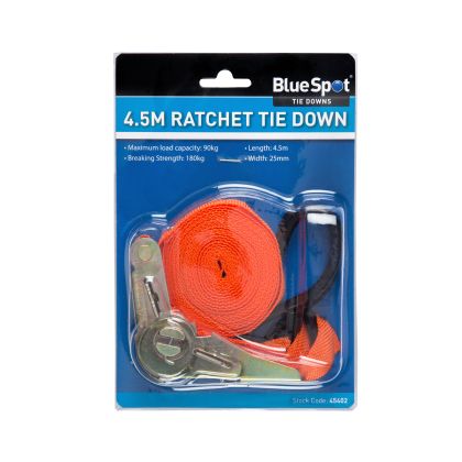 BlueSpot Ratchet Tie Down Straps (25mm X 4.5m/15ft) (45402)