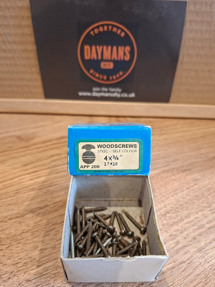 Vintage Unifix 4 x 3/4in Slotted Steel Round Head Screws