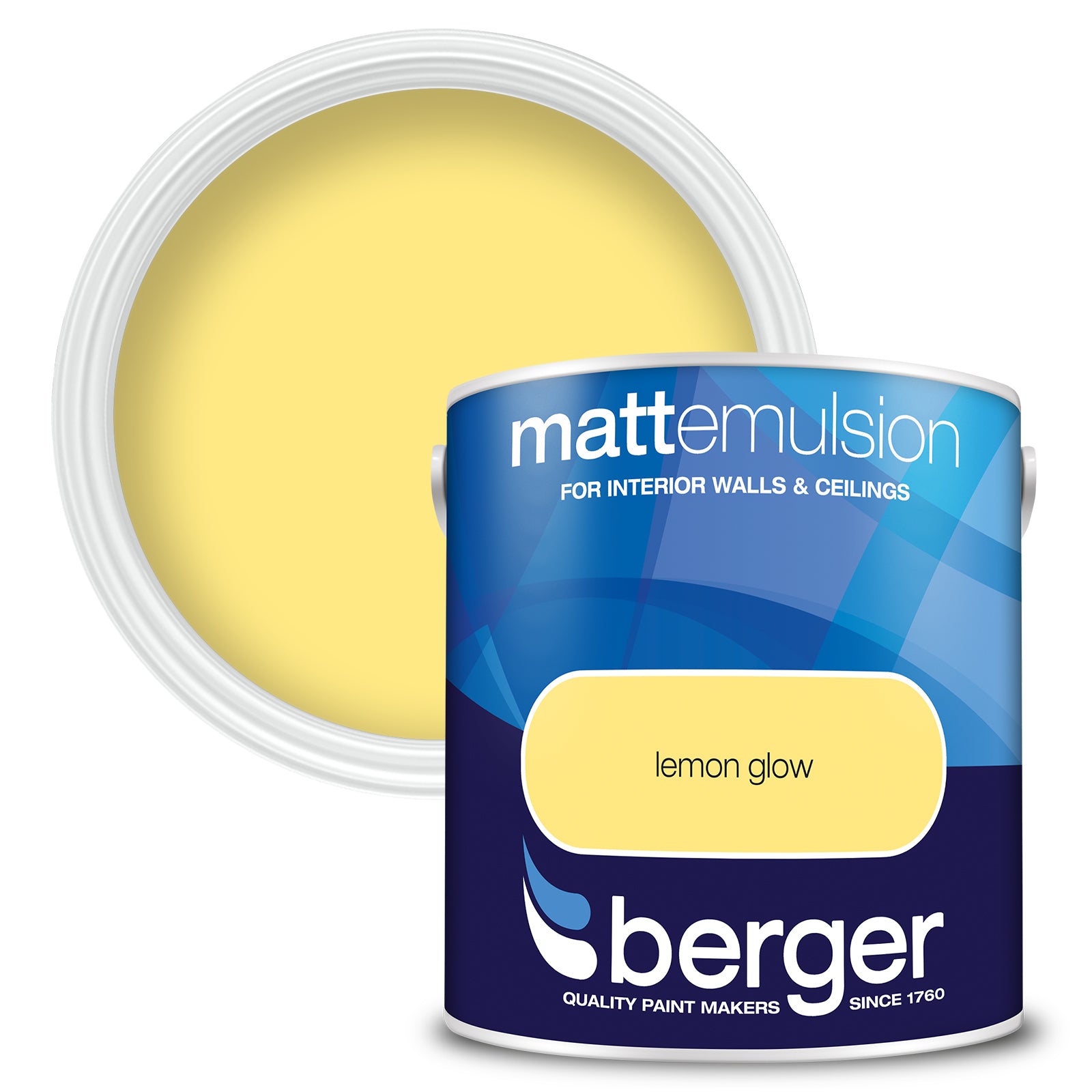 Berger Coloured Matt Emulsion Lemon Glow 2.5L (2 Tubs For £35)
