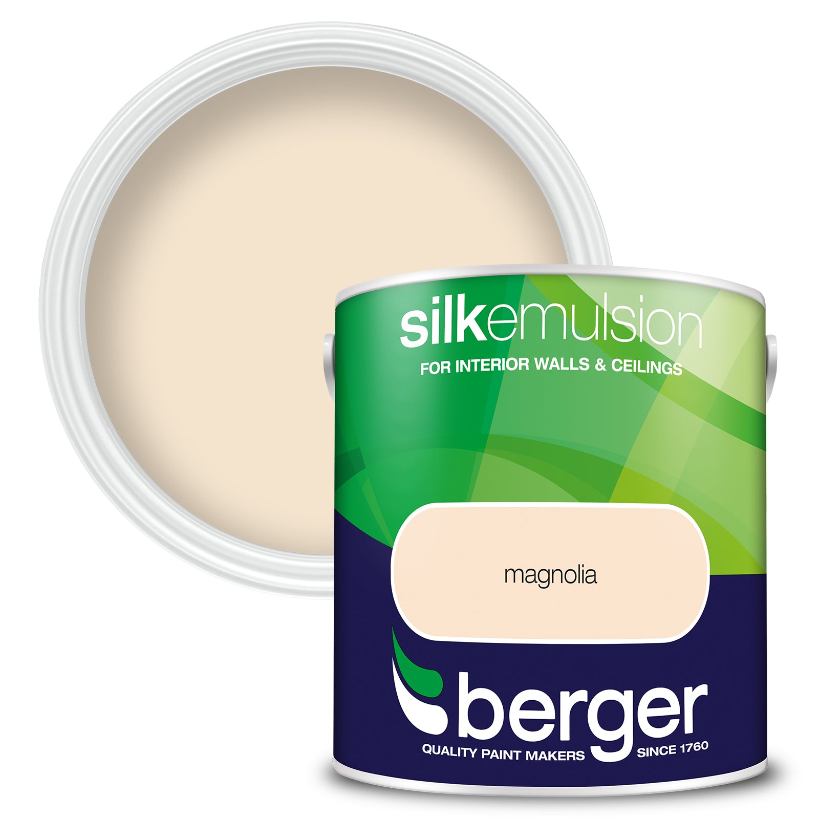 Berger Coloured Silk Emulsion Magnolia 2.5L (2 Tubs For £35)