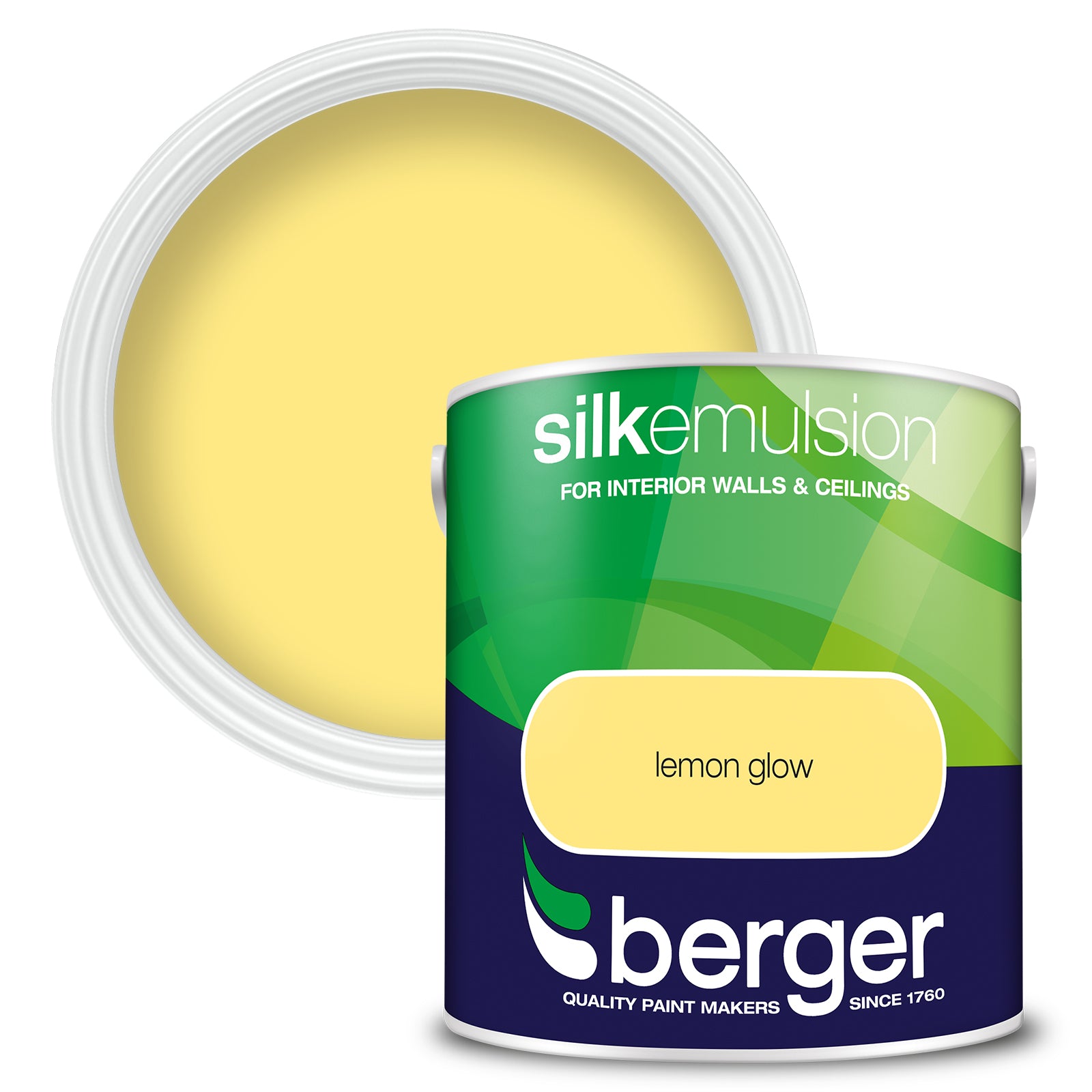Berger Coloured Silk Emulsion Lemon Glow 2.5L (2 Tubs For £35)