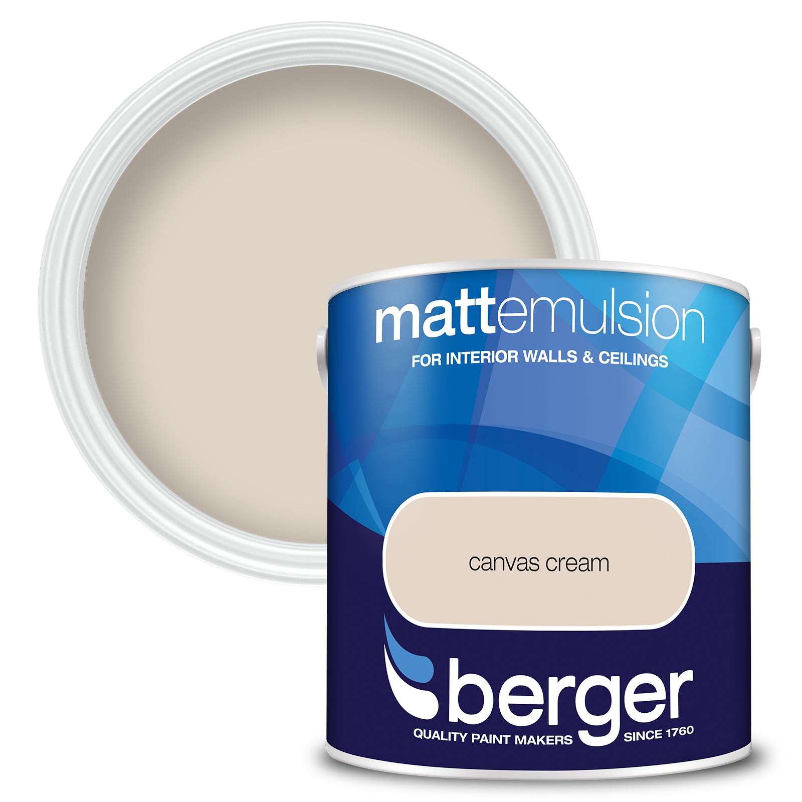 Berger Coloured Matt Emulsion Canvas Cream 2.5L (2 Tubs For £35)