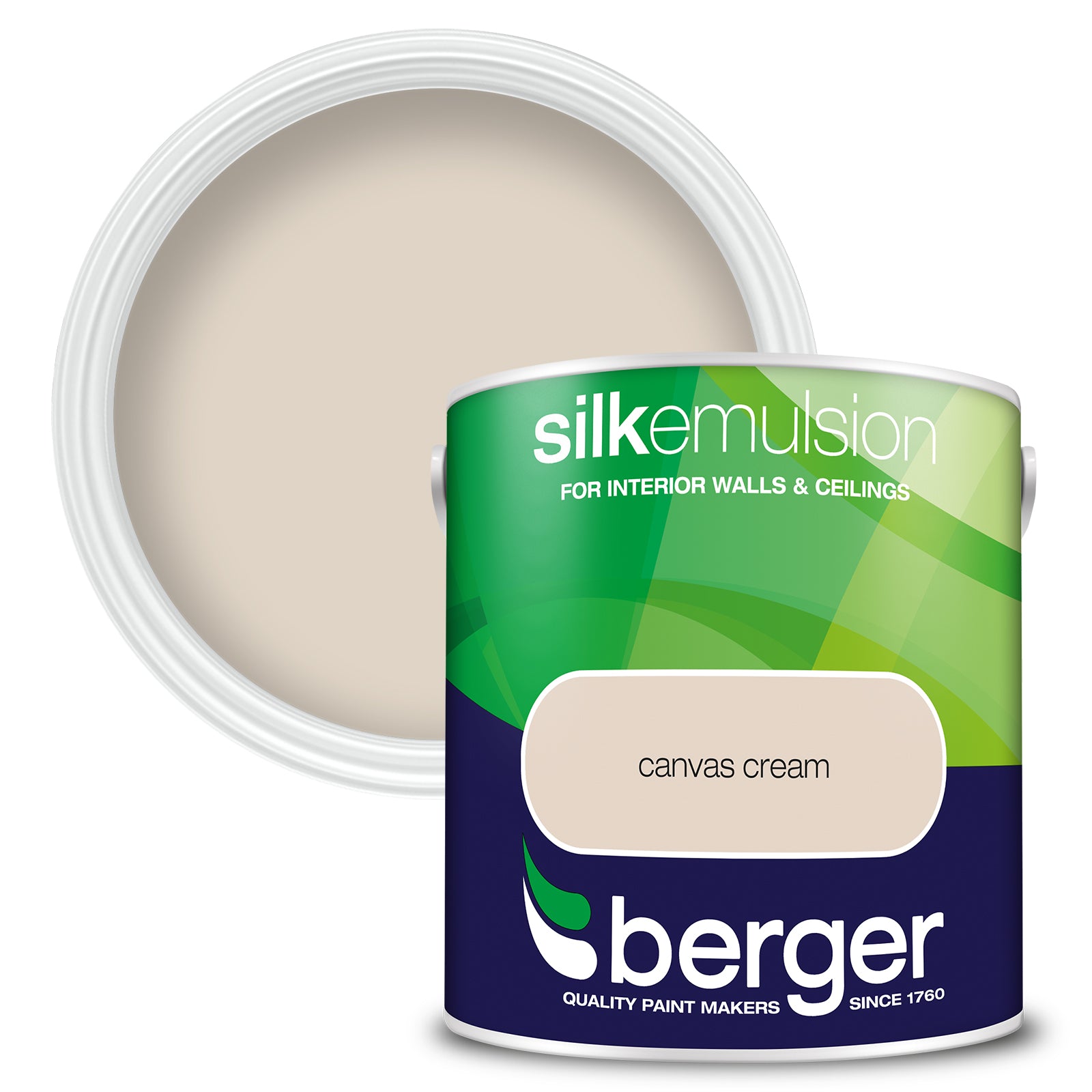 Berger Coloured Silk Emulsion Canvas Cream 2.5L (2 Tubs For £35)