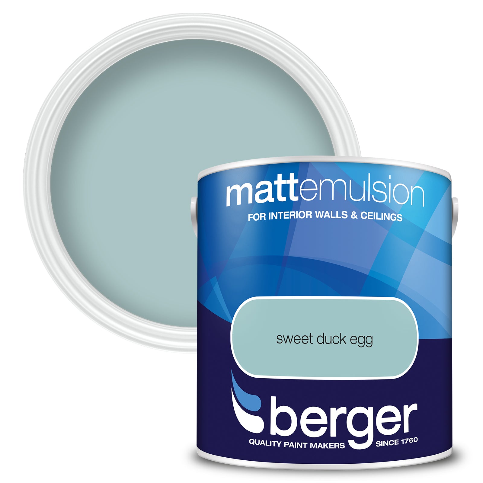 Berger Coloured Matt Emulsion Sweet Duck Egg 2.5L (2 Tubs For £35)