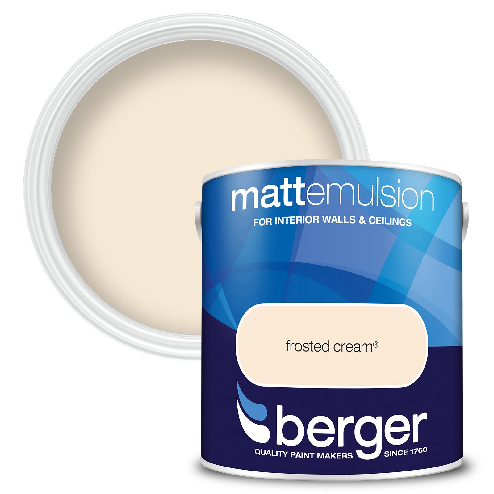 Berger Coloured Matt Emulsion Frosted Cream 2.5L (2 Tubs For £35)