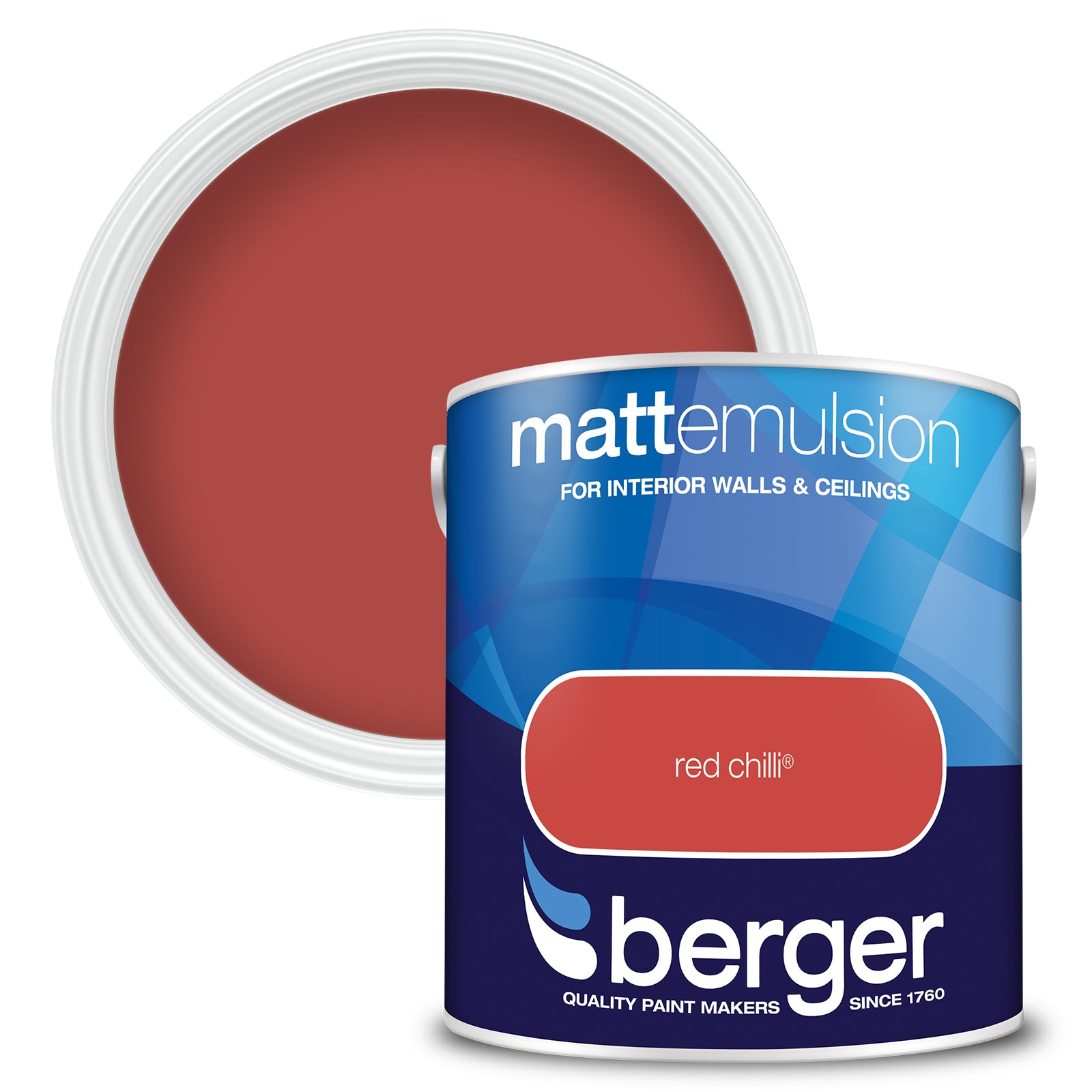Berger Coloured Matt Emulsion Red Chilli 2.5L (2 Tubs For £35)