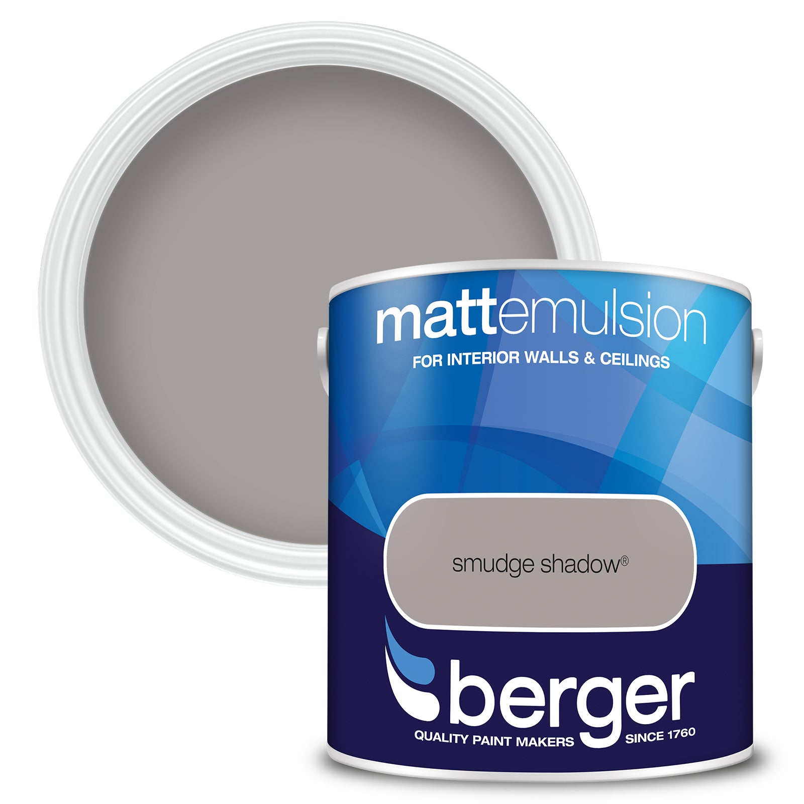 Berger Coloured Matt Emulsion Smudge Shadow 2.5L (2 Tubs For £35)