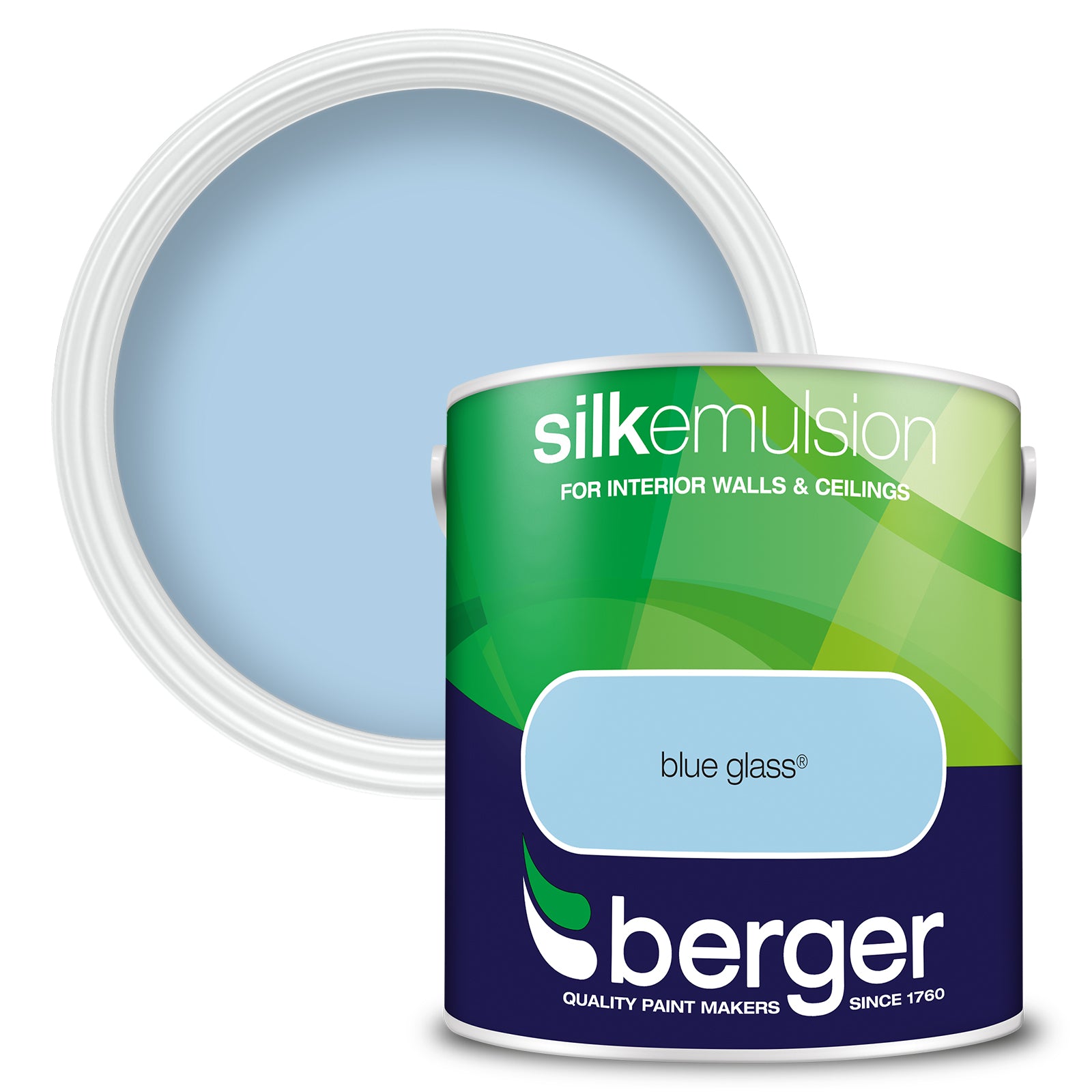 Berger Coloured Silk Emulsion Blue Glass 2.5L (2 Tubs For £35)