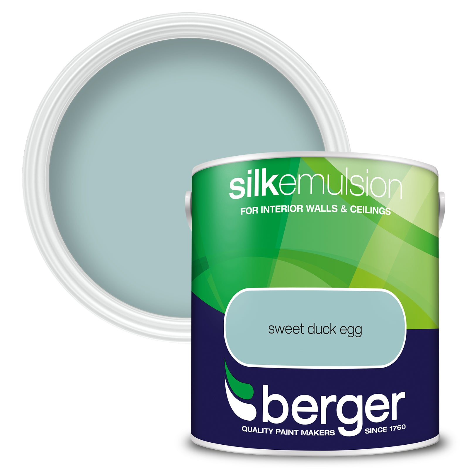 Berger Coloured Silk Emulsion Sweet Duck Egg 2.5L (2 Tubs For £35)