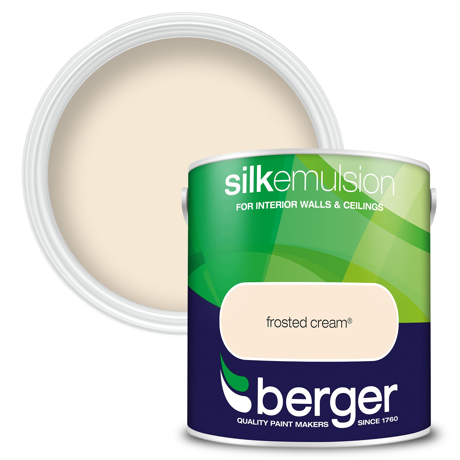 Berger Coloured Silk Emulsion Frosted Cream 2.5L (2 Tubs For £35)