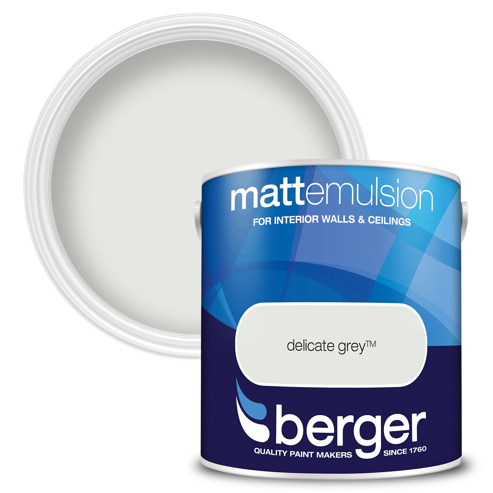 Berger Coloured Matt Emulsion Delicate Grey 2.5L (2 Tubs For £35)