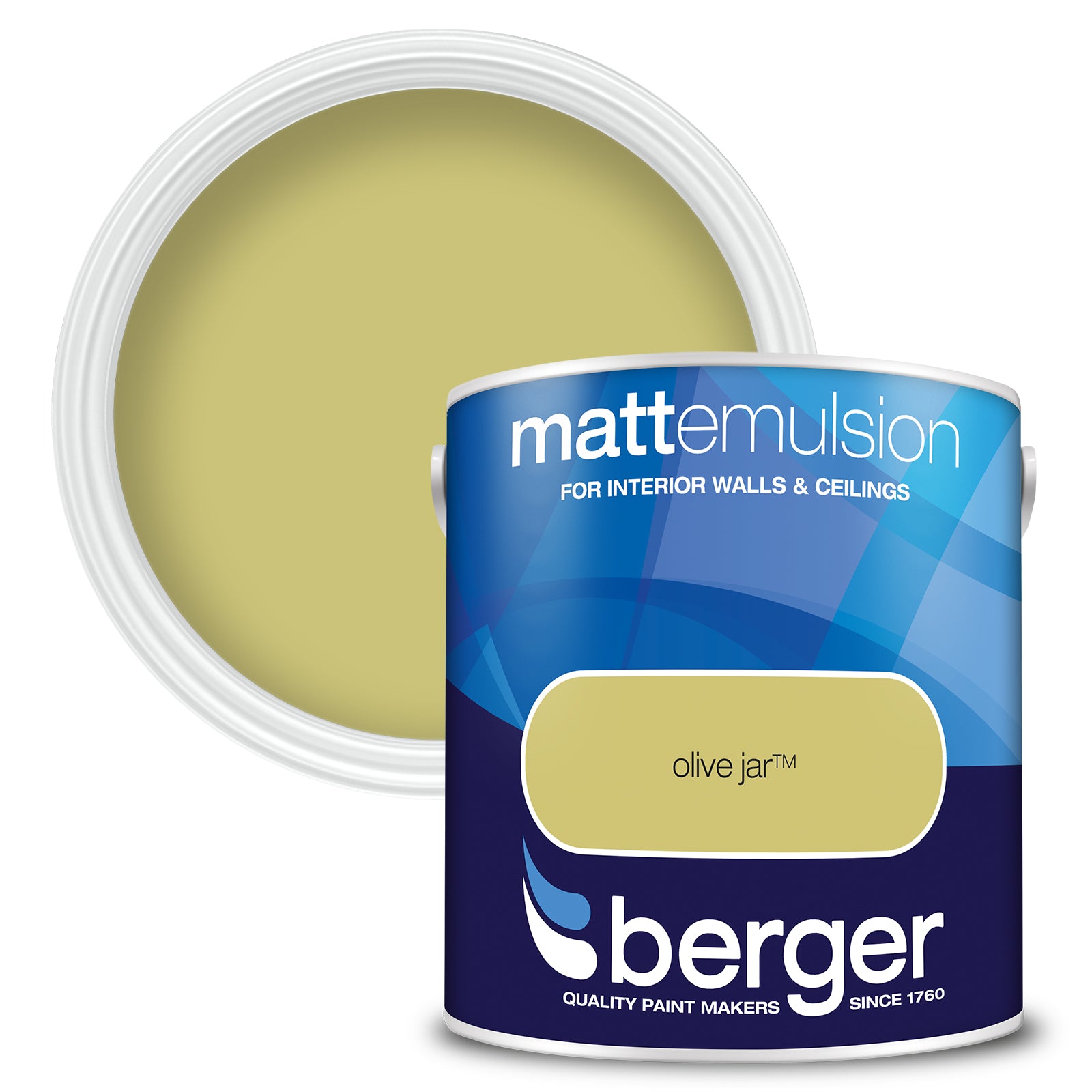 Berger Coloured Matt Emulsion Olive Jar 2.5L (2 Tubs For £35)