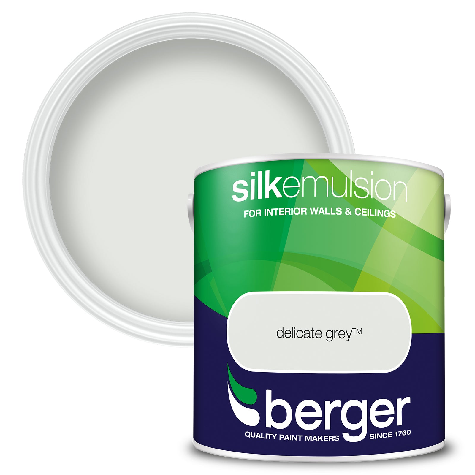 Berger Coloured Silk Emulsion Delicate Grey 2.5L (2 Tubs For £35)