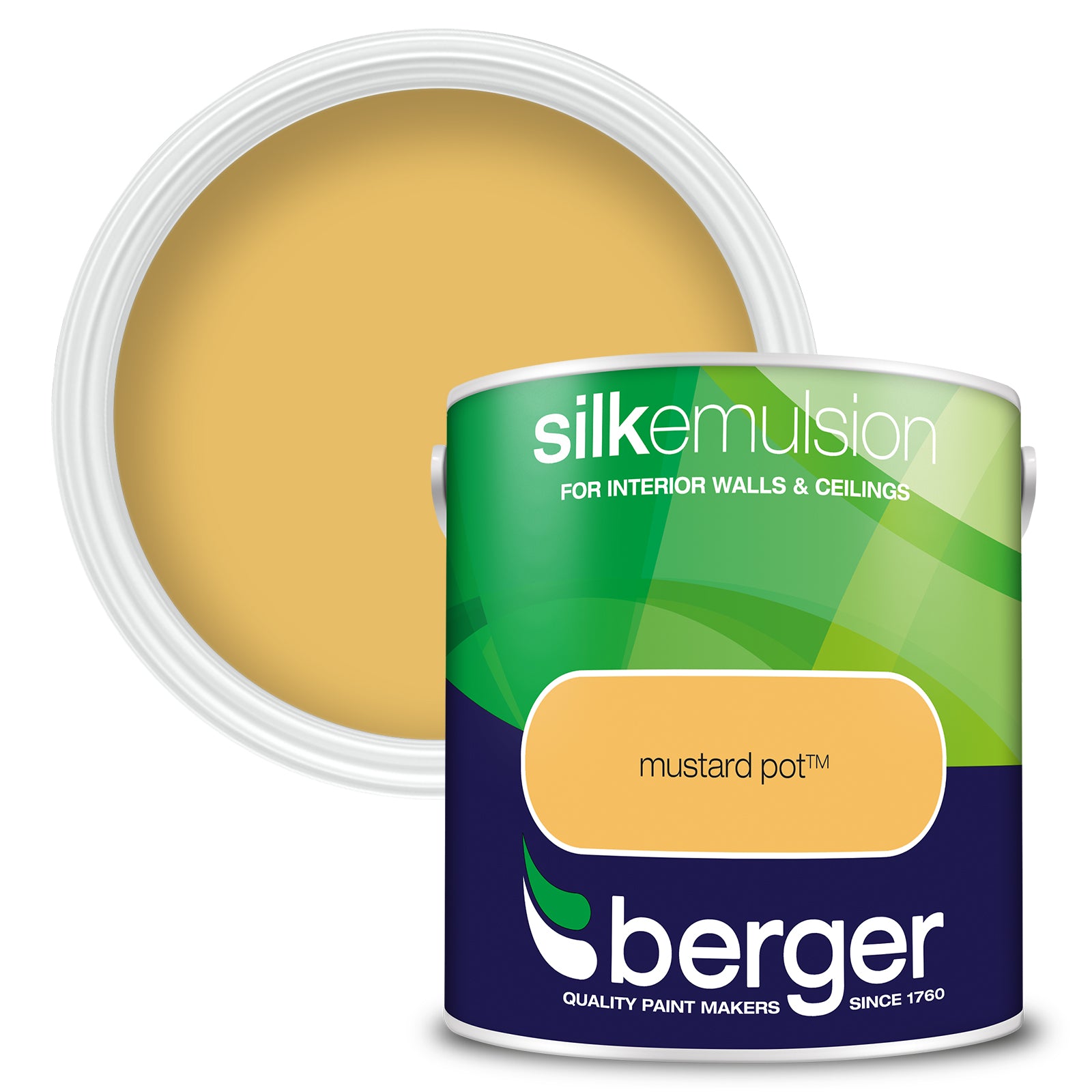 Berger Coloured Silk Emulsion Mustard Pot 2.5L (2 Tubs For £35)