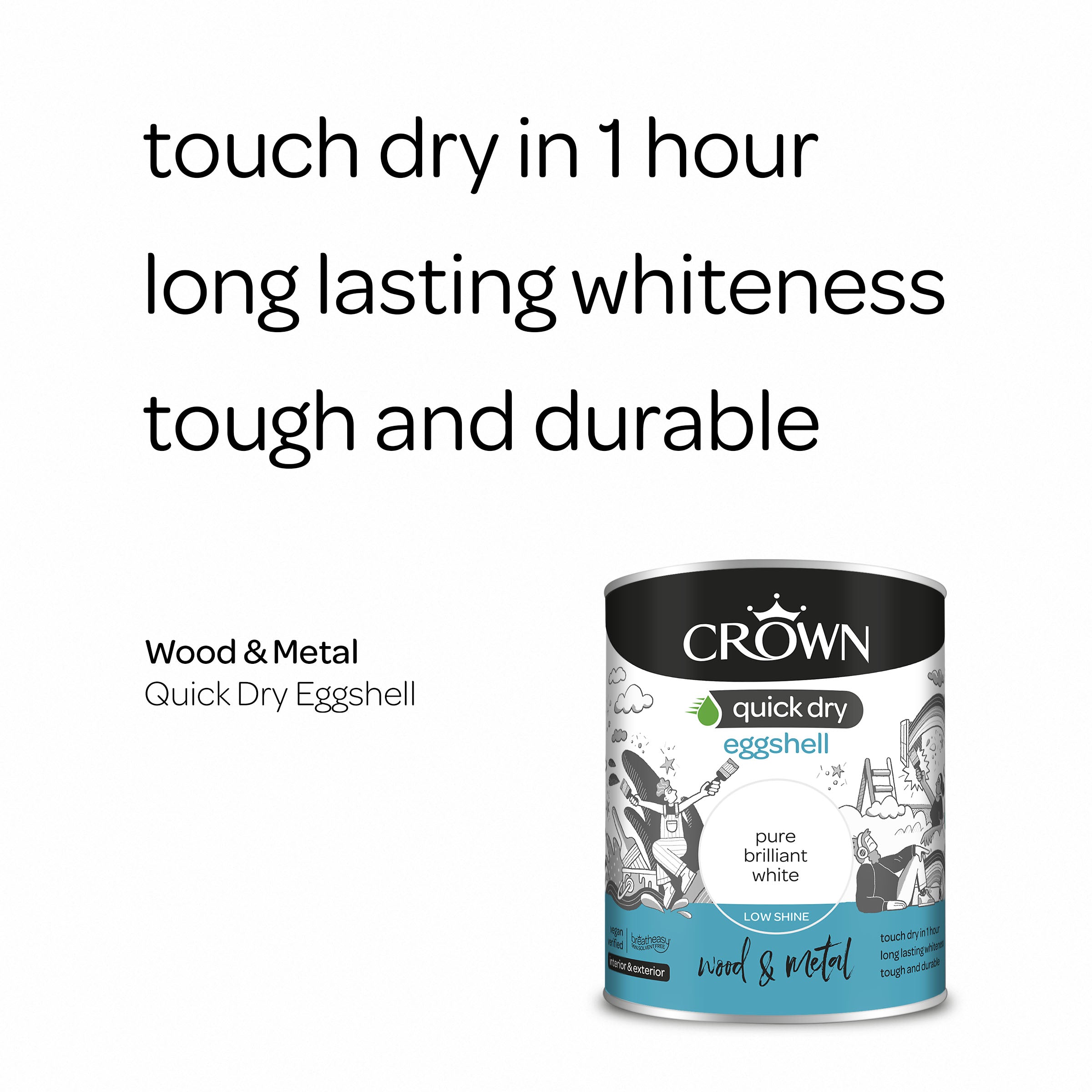 Crown Quick Dry Eggshell Brilliant White 750ml