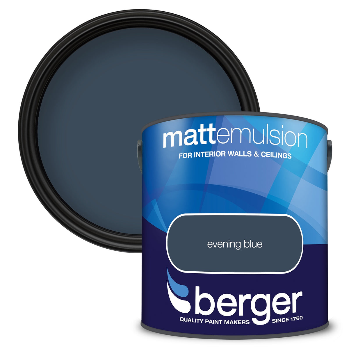 Berger Coloured Matt Emulsion Evening Blue 2.5L (2 Tubs For £30)