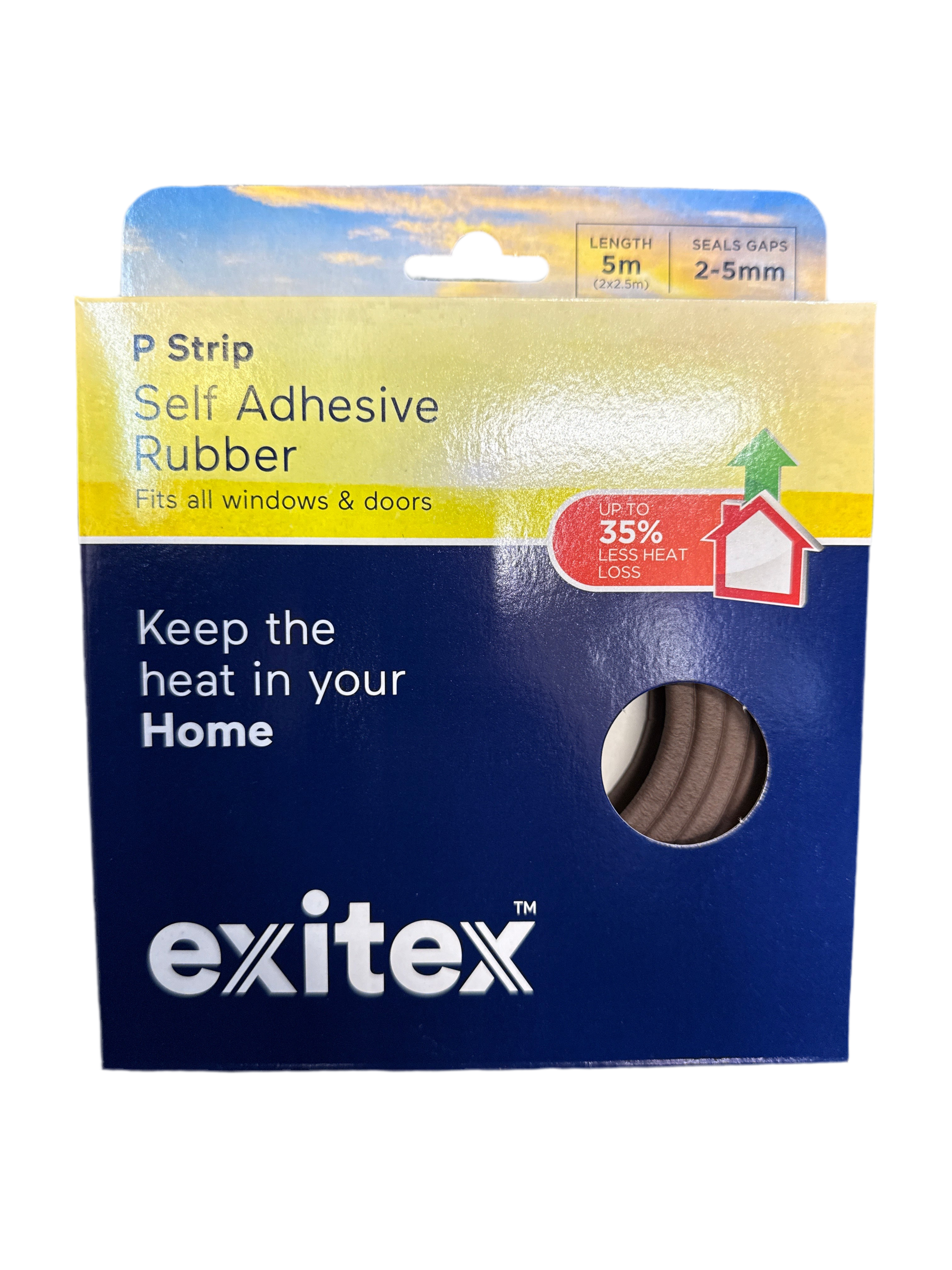 Exitex P Strip Self Adhesive Draught Rubber - Brown 5m