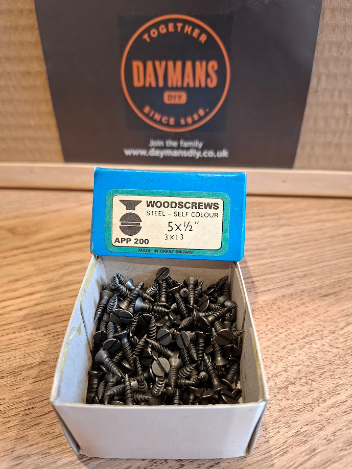 Vintage Unifix 5 x 1/2in Slotted Steel CSK Screws