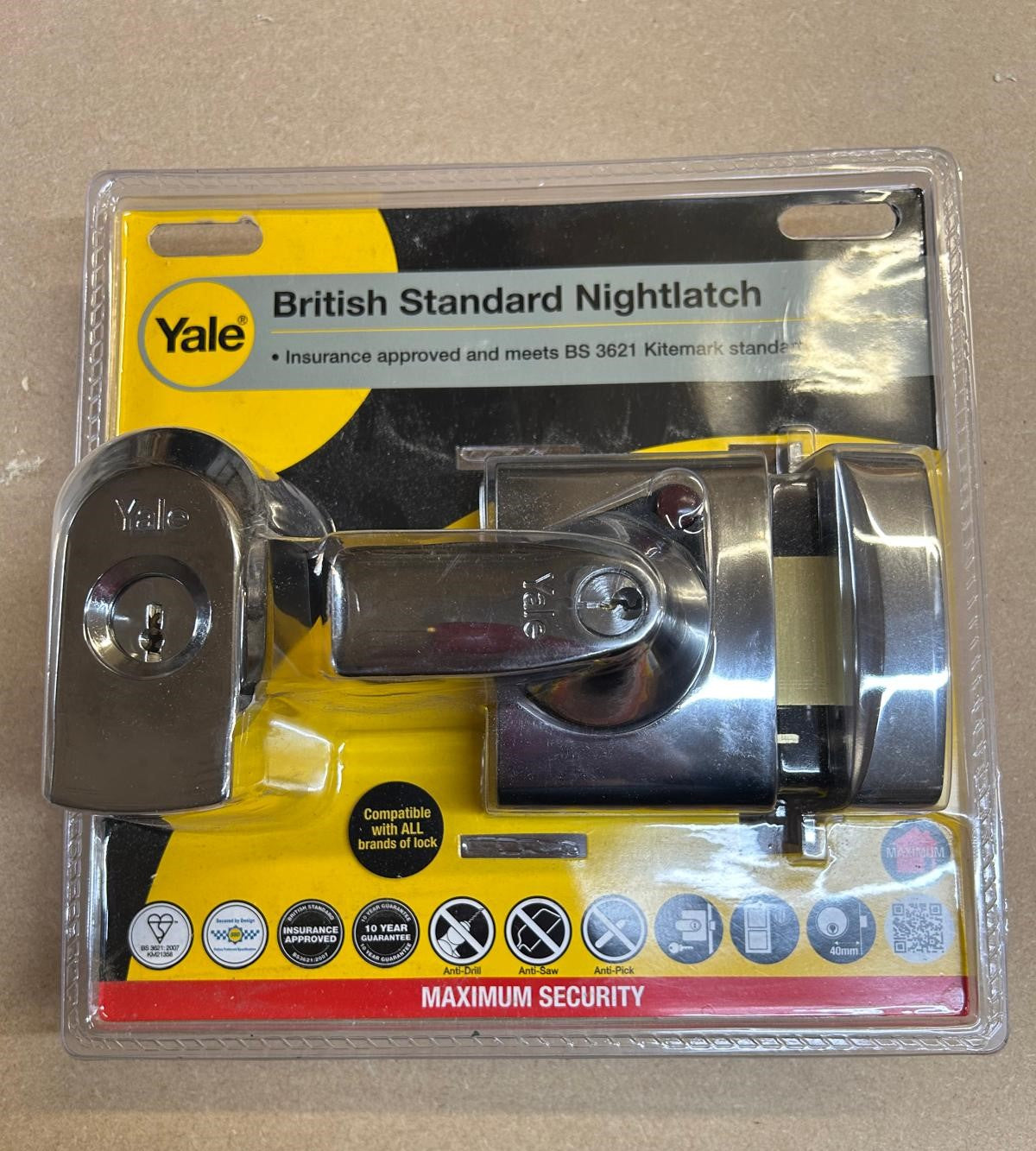 Yale British Standard Night Latch 40mm Polished Chrome (P-BS2-CH-CH-40)