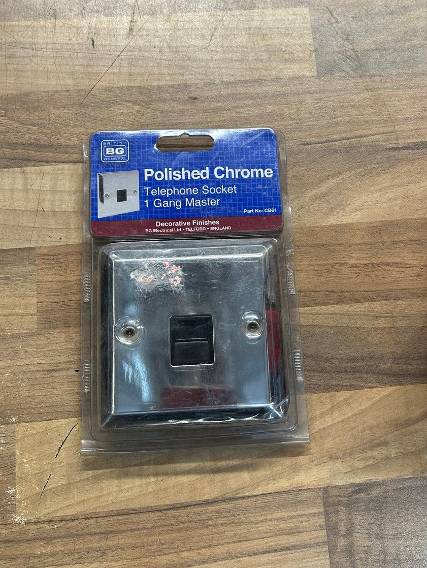 BG Polished Chrome Telephone Socket 1 Gang Master CB61