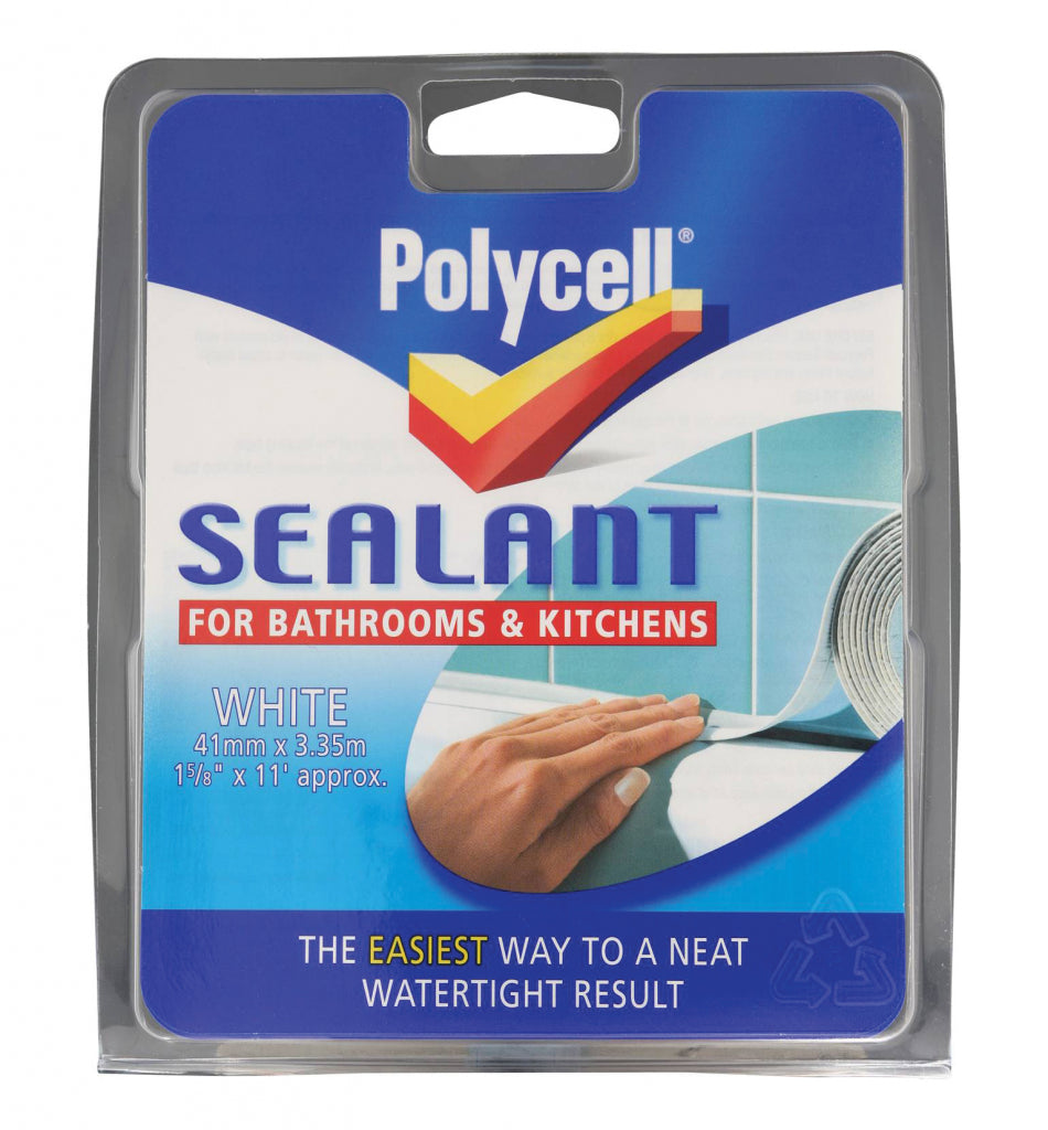 Polycell Sealant for Bathrooms Kitchens White 41mm x 3.35m