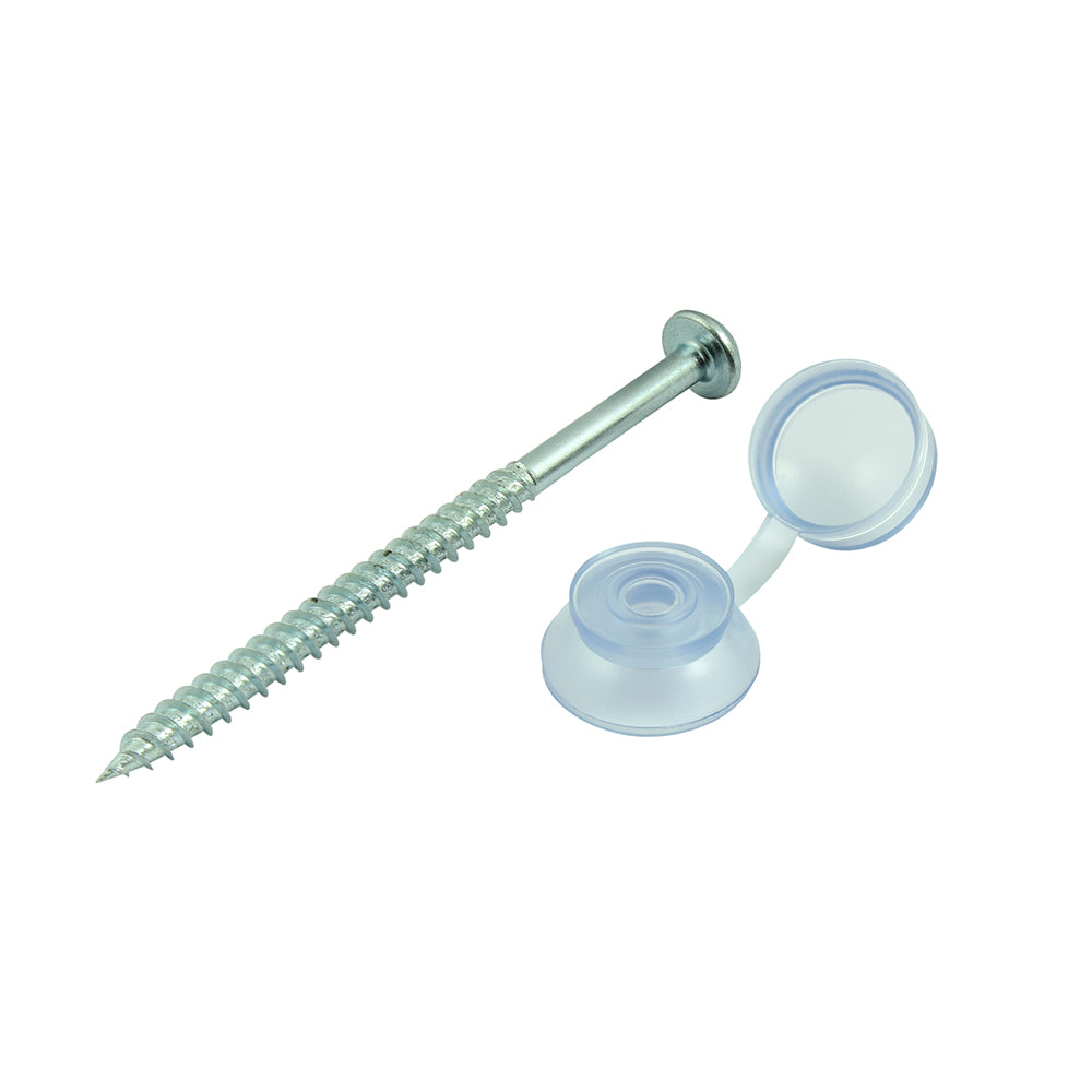 Corrugated Roofing Screws Clear Caps 5 x 75mm (10 x 3in) - 10 Pack or 50 pack