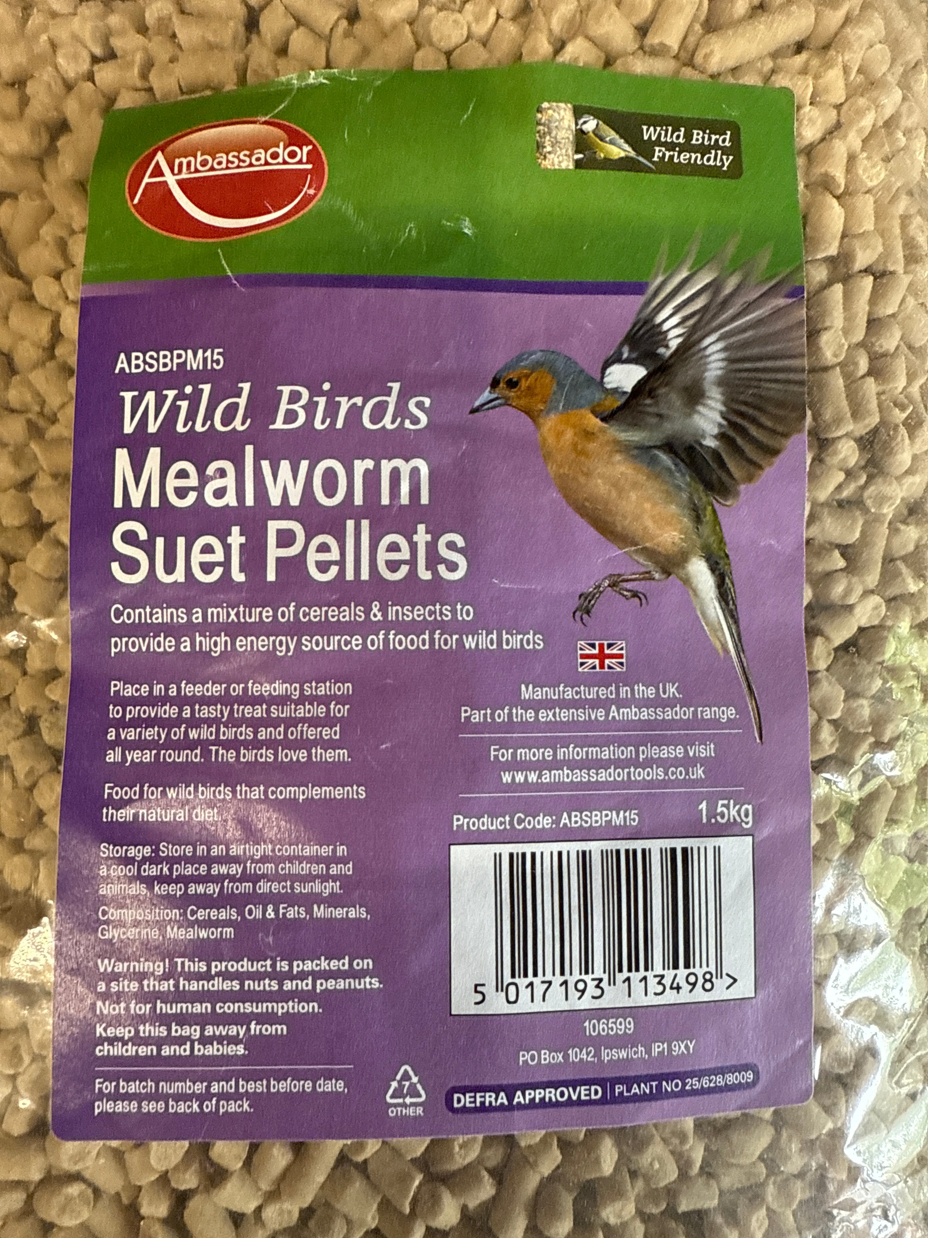 Ambassador Wild 1.5kg Mealworm and Suet Pellets