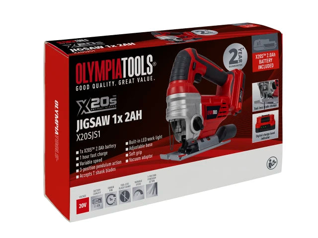 OLYMPIA Cordless Jigsaw 20V Including 2Ah Battery