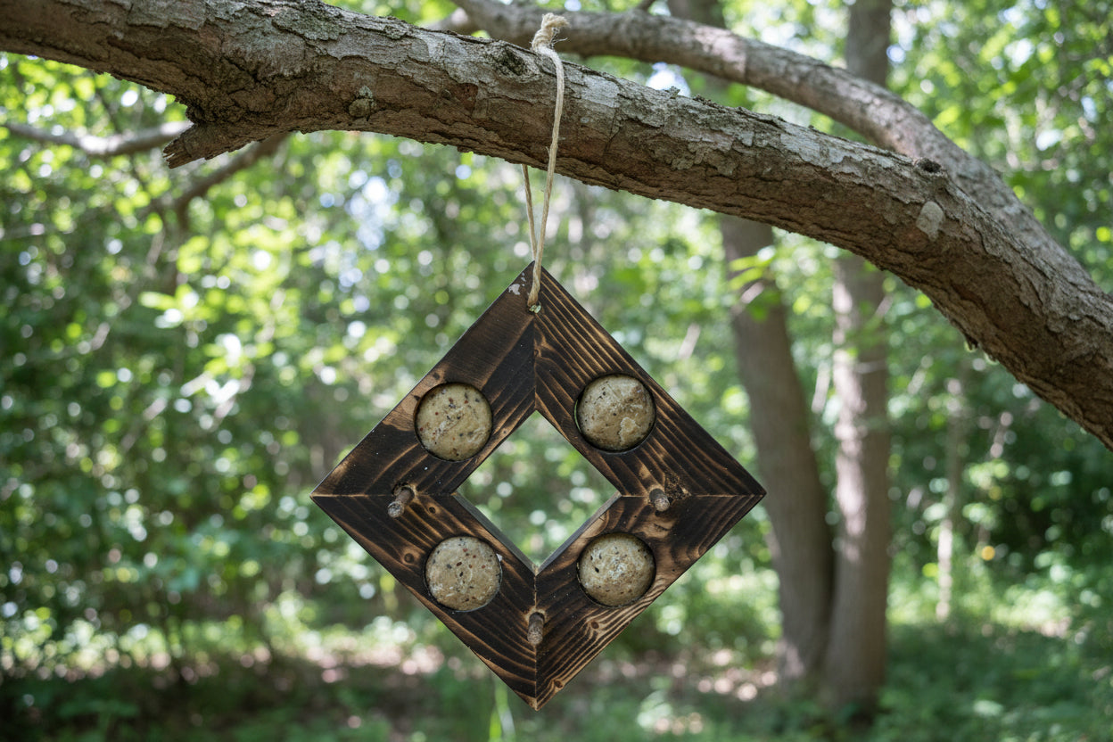Hanging Diamond Fat Ball Bird Feeder - In support of New Parks Men's Shed