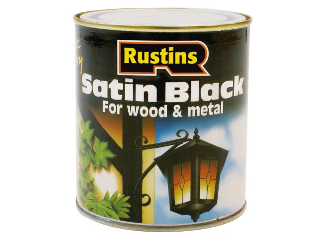 Rustins Satin Black Paint Quick Drying 2.5L (Dented can)
