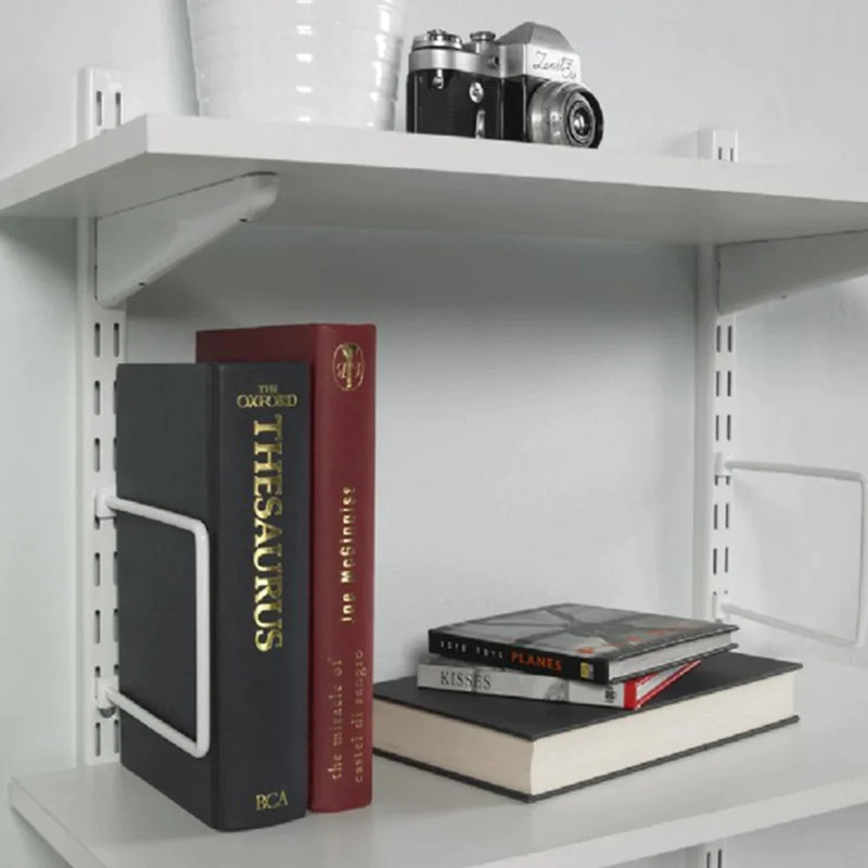 Rothley White Flexible Book Ends For Twin Slot Shelving 200mm (8in) - Pack of 2