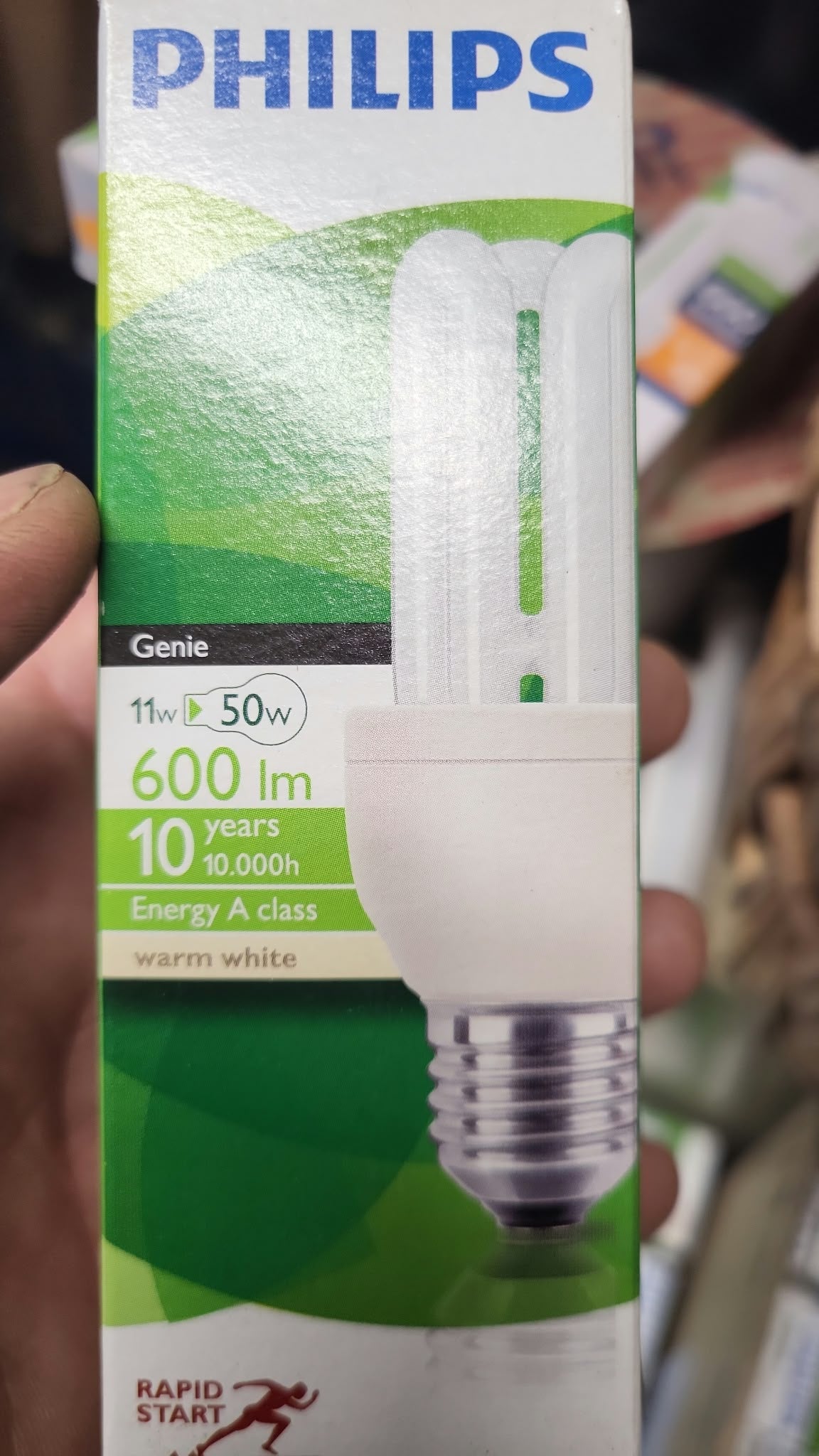 Philips Warm White Light Bulb 11w = 50w Large Screw ES