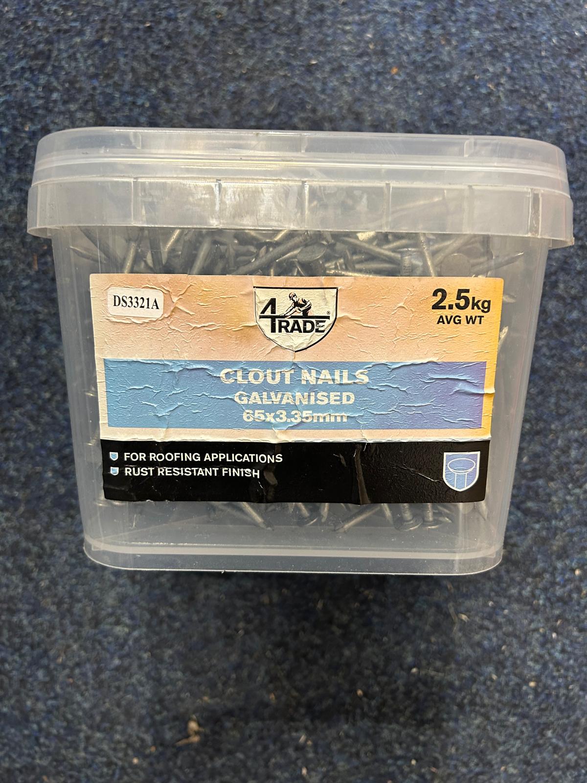 4trade Galvanised Clout Nails 65mm x 3.35mm 2.5kg