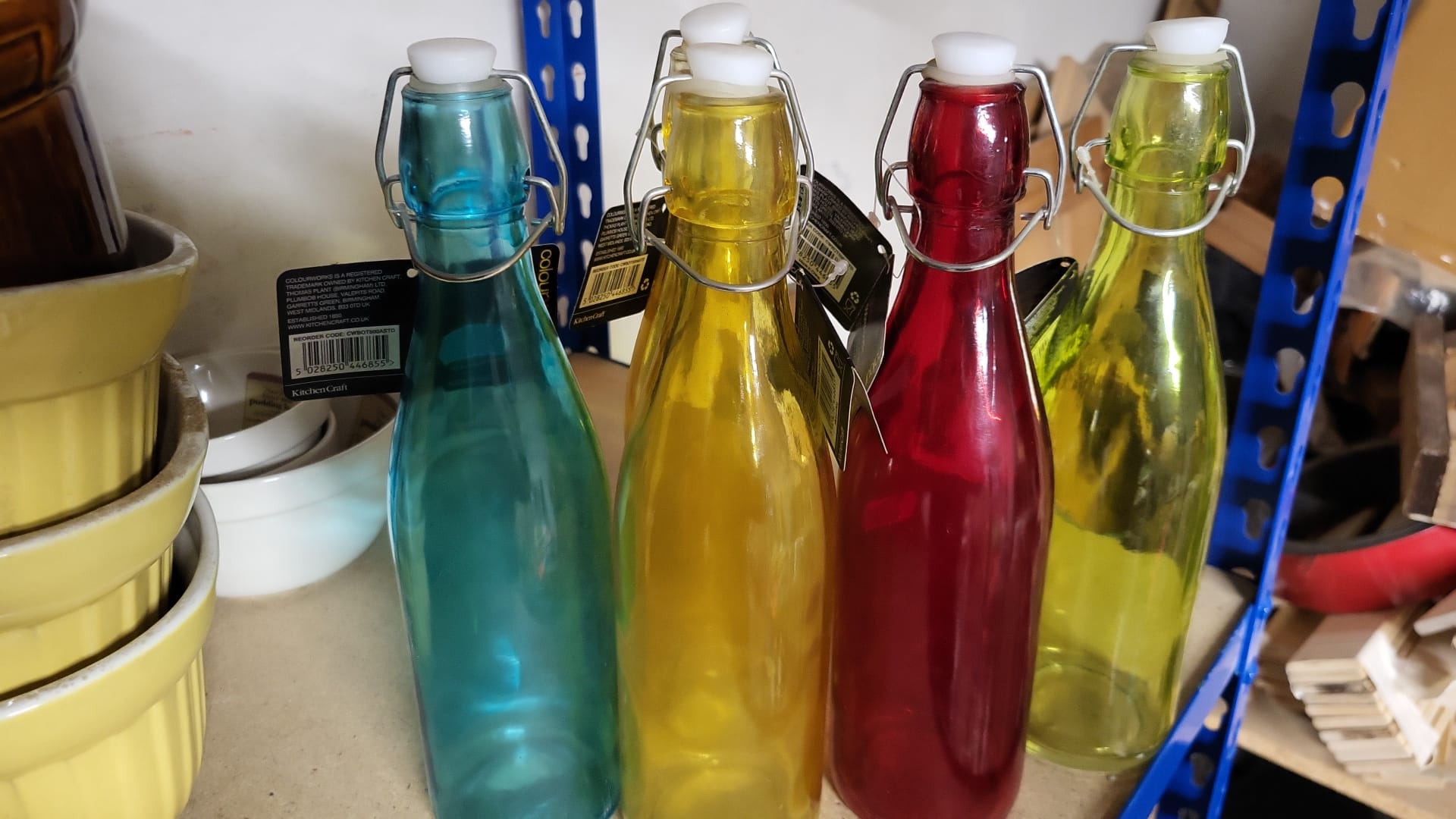 Colourworks Brights Glass Bottle with Flip Top Lid 500ml (5 bottles)