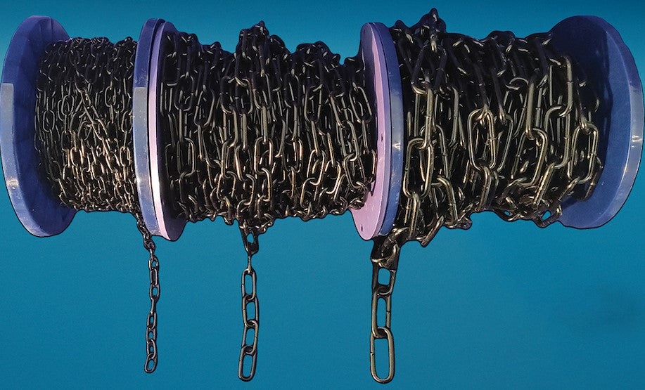 Black Finish Straight Link Chain 2.5x14mm, 3x21mm or 4x32mm