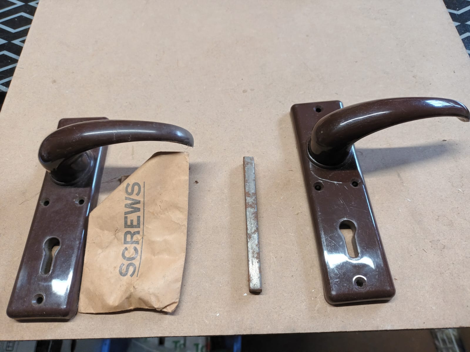 Vintage Brown Plastic Door Handle Pair