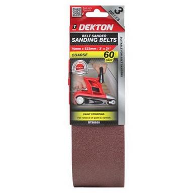 Dekton DT80855 Sanding Belts 60 Grit 75mm x 533mm Pack of 3