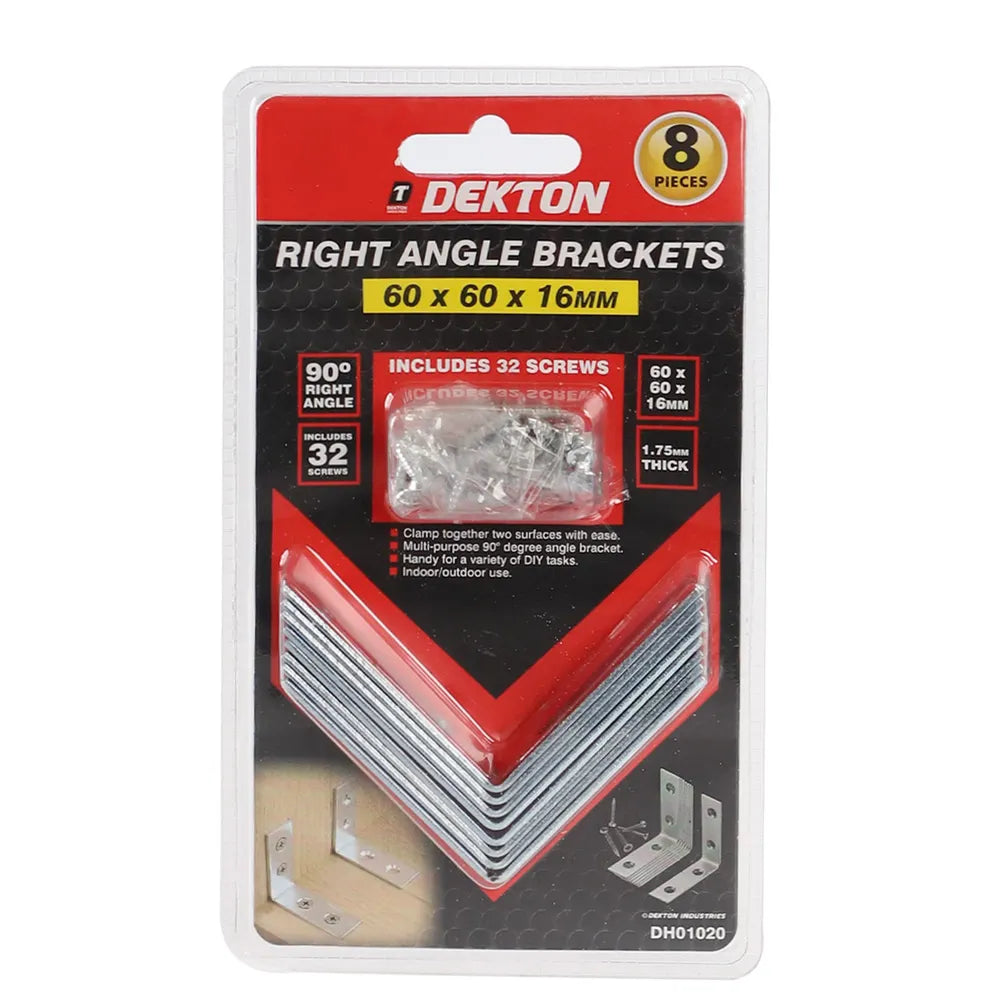 Dekton Corner Brace / Right Angle Bracket 60mm (2 3/8in) Pack 8 (DH01020)
