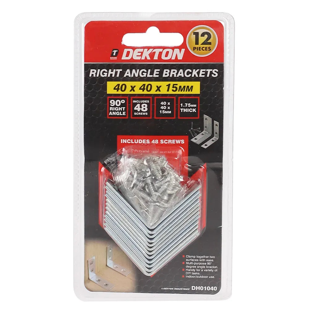 Dekton Corner Brace / Right Angle Bracket 40mm (1 1/2in) Pack 12 (DH01040)